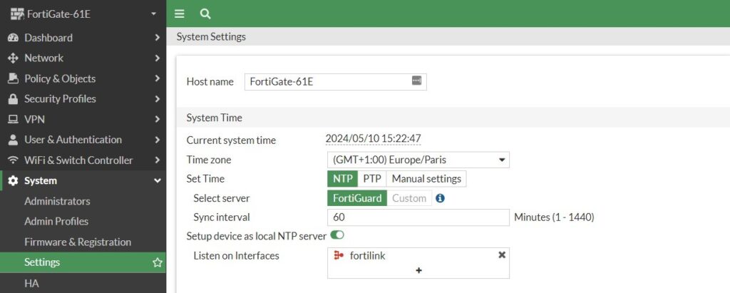 Cybersécurité - Configuration d'un Fortigate en Français